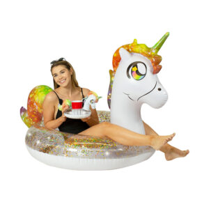 PoolCandy Glitter Unicorn Jumbo Pool Float with Drink Holder