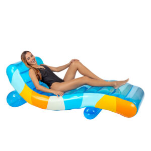 PoolCandy Good Vibes Floating Chaise Lounger - Dual Use, Vibrant Blue